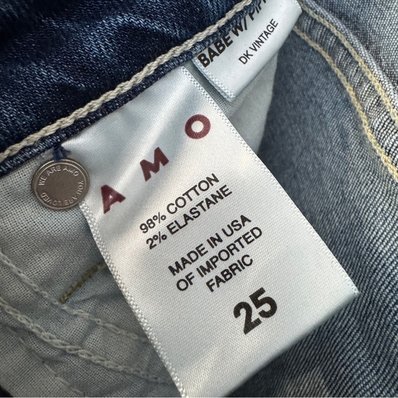 AMO Women’s 25 Babe With Piping High Rise Straight Leg Jeans Button Fly - Picture 6 of 8